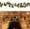 9 FT Red Berry Christmas Lighted Garland, Battery Operated Christmas Garland with Lights, Flexible Artificial Pre Lit Garland for Indoor Fireplace Christmas Holiday New Year Decoration, 2 Pack